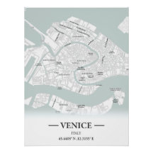 Mapa clásico de Venecia, Italia