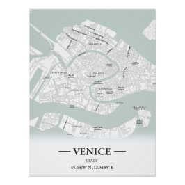Póster Mapa clásico de Venecia, Italia