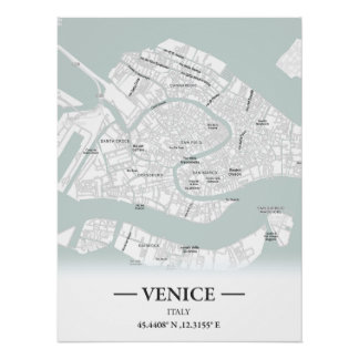 Póster Mapa clásico de Venecia, Italia