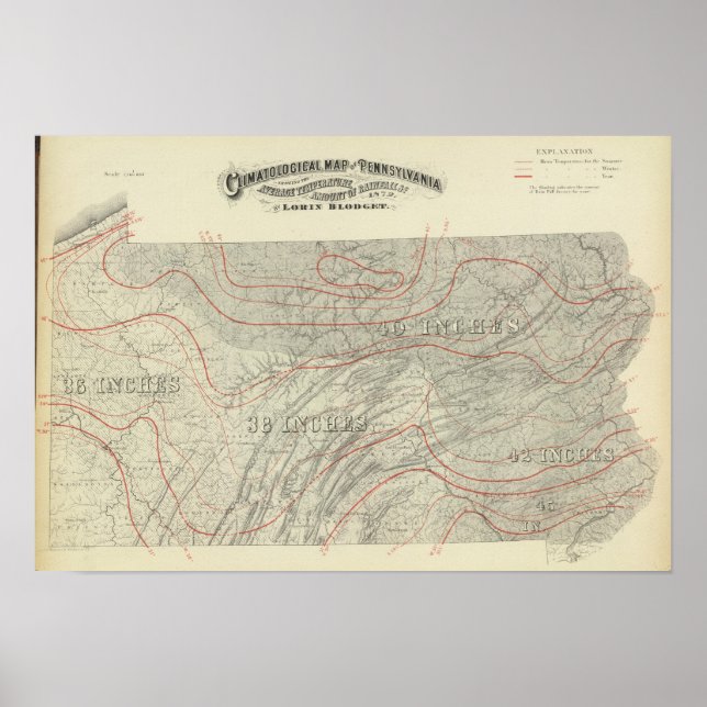 Póster Mapa climatológico de Penn (Frente)