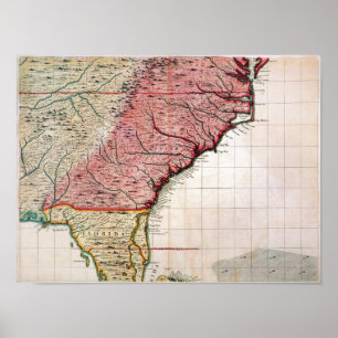 PÓSTER MAPA COLONIAL AMÉRICA, 1733