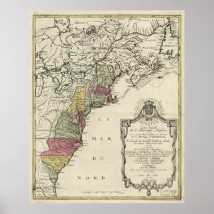 Póster Mapa colonial de América de Matthaus Lotter (1776)
