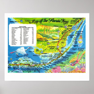 Póster Mapa colorido de las teclas 16x20 de Florida