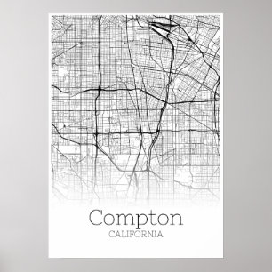 Póster Mapa Compton - California - Poster de Mapa de la C