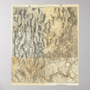 Póster Mapa compuesto de Arizona, Nevada y Utah