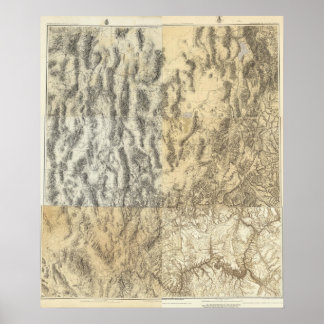Póster Mapa compuesto de Arizona, Nevada y Utah
