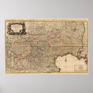 Póster Mapa compuesto de asentamientos franceses