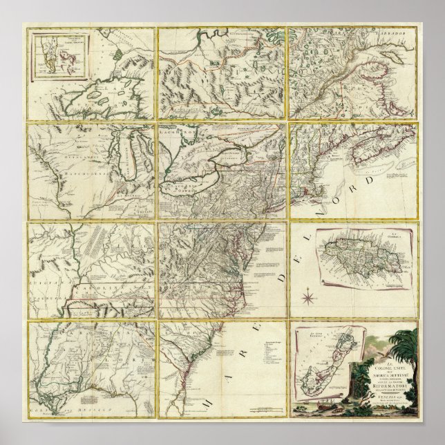 Póster Mapa compuesto de Estados Unidos (Frente)