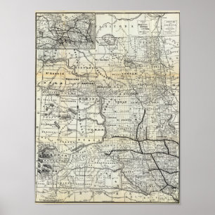 Póster Mapa correcto de Dakota