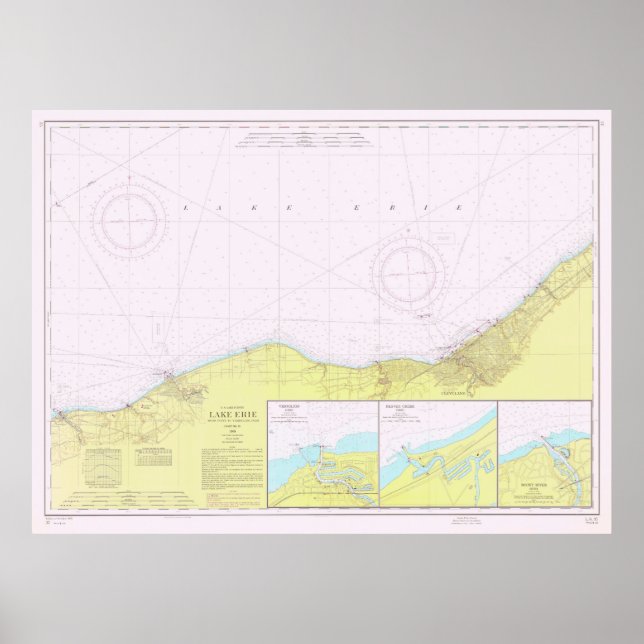 Póster Mapa costero del lago Erie (1965) (Frente)