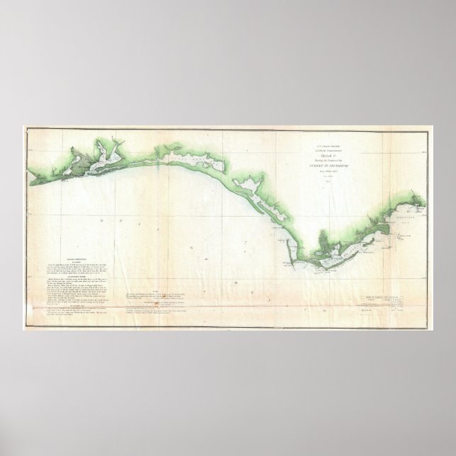 Póster Mapa costero del malecón de la vagina Florida (185 (Frente)