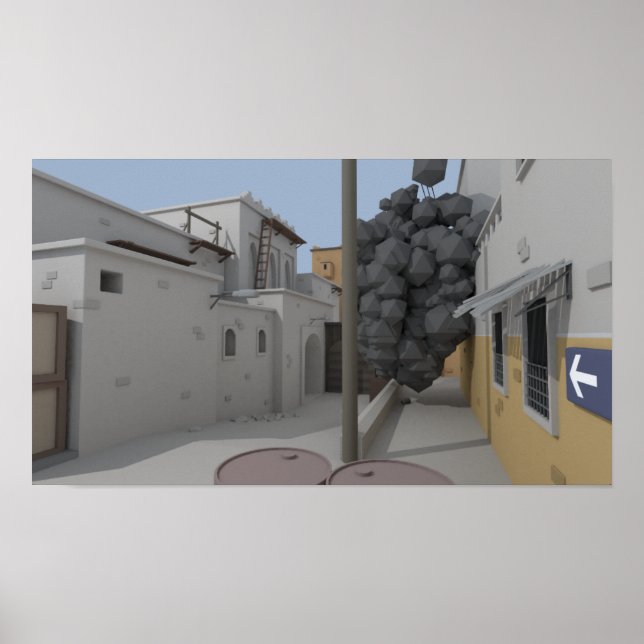 Póster Mapa CSGO de baja polilla Poly Dust 2 Smoke (Frente)