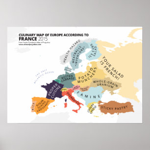 Póster Mapa culinario de Europa según Francia