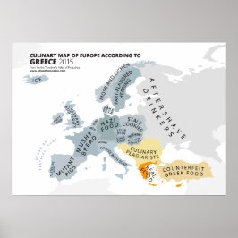 Póster Mapa culinario de Europa según Grecia