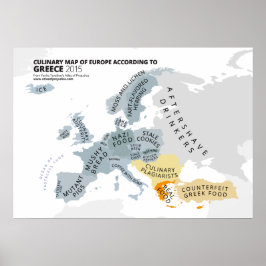 Póster Mapa culinario de Europa según Grecia
