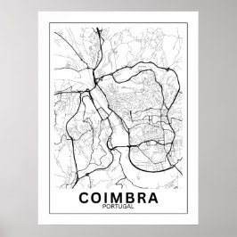 Póster  Mapa Da Cidade Coimbra Estilo Linha Clássico