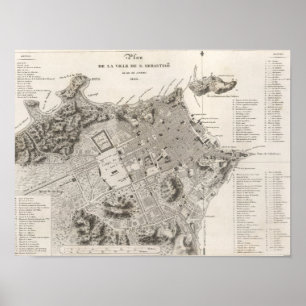 Póster Mapa da cidade do Rio de Janeiro (1820)