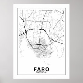 Póster Mapa Da Cidade Faro Estilo Linha Clássico