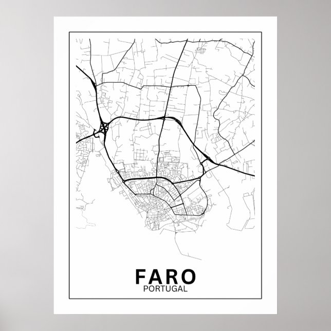 Póster Mapa Da Cidade Faro Estilo Linha Clássico (Frente)