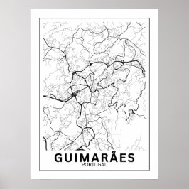 Póster Mapa Da Cidade Guimarães Estilo Linha Clássico