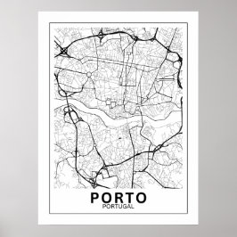 Póster Mapa Da Cidade Porto Estilo Linha Clássico