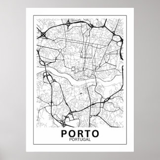 Póster Mapa Da Cidade Porto Estilo Linha Clássico