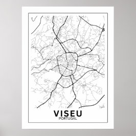 Póster  Mapa Da Cidade Viseu Estilo Linha Clássico