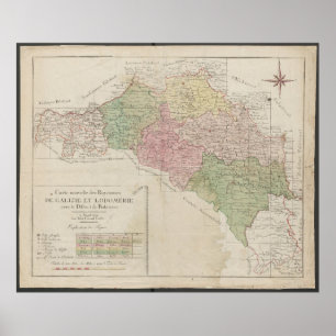Póster Mapa de 1780 de los Reinos de Galicia y Lodomeria 