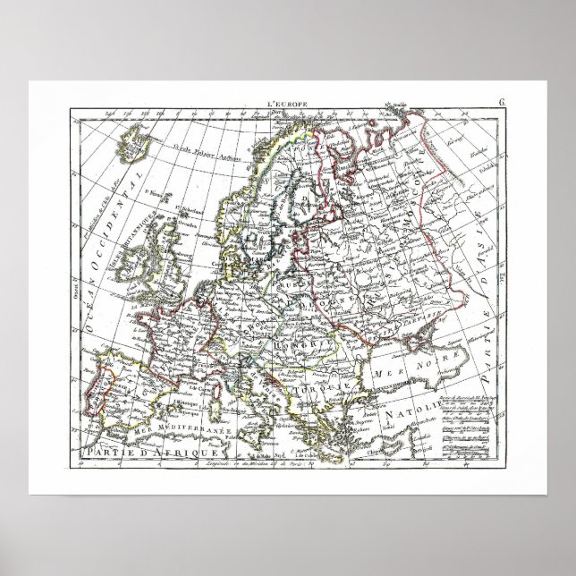 Póster Mapa de 1806 - Europa (Frente)