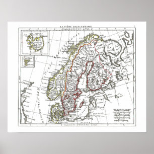 Póster Mapa de 1806 - La Ante en le Danemarck