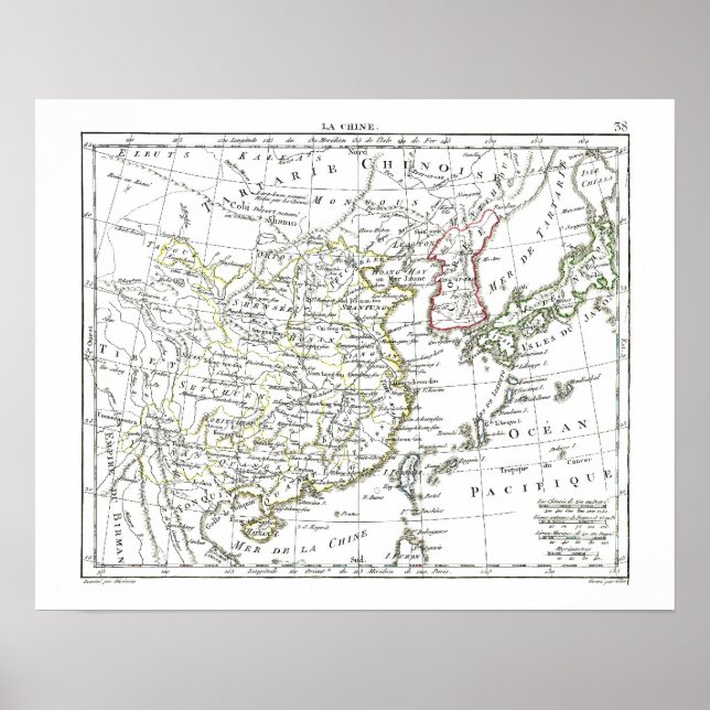 Póster Mapa de 1806 - La Chine (Frente)