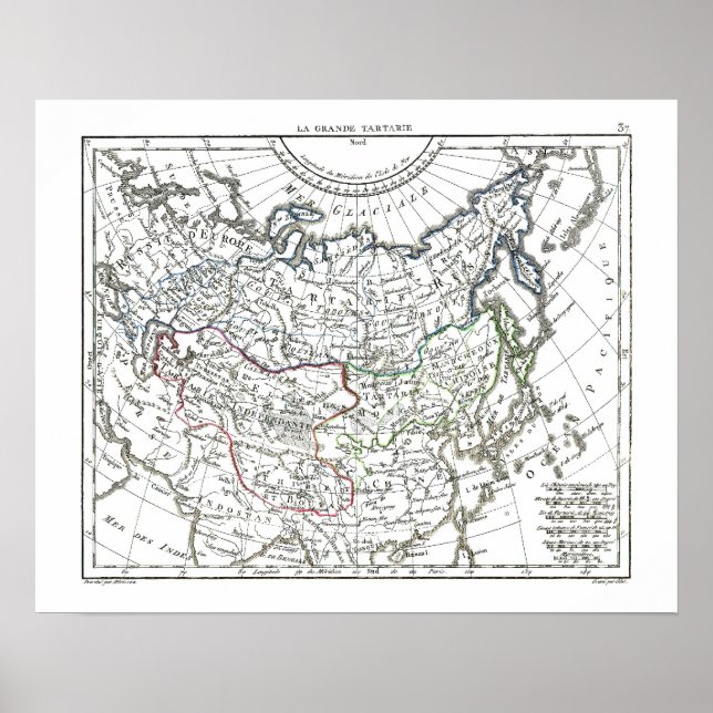 Póster Mapa de 1806 - La Grande Tartarie (Frente)