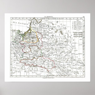 Póster Mapa de 1806 - La Pologne