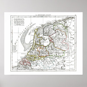 Póster Mapa de 1806 - La República Batave