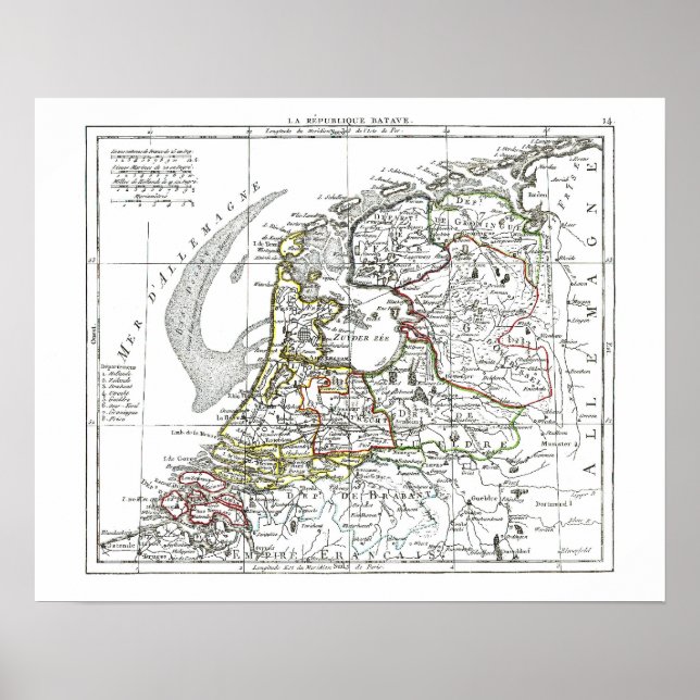 Póster Mapa de 1806 - La República Batave (Frente)
