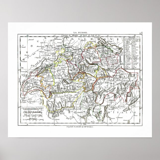Póster Mapa de 1806 - La Suisse (Frente)