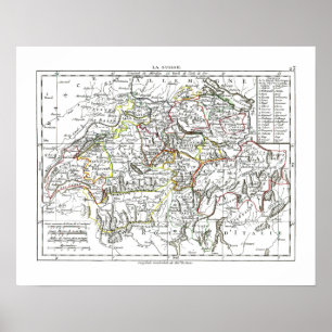 Póster Mapa de 1806 - La Suisse