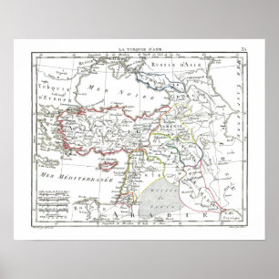 Póster Mapa de 1806 - La Turquie d'Asie
