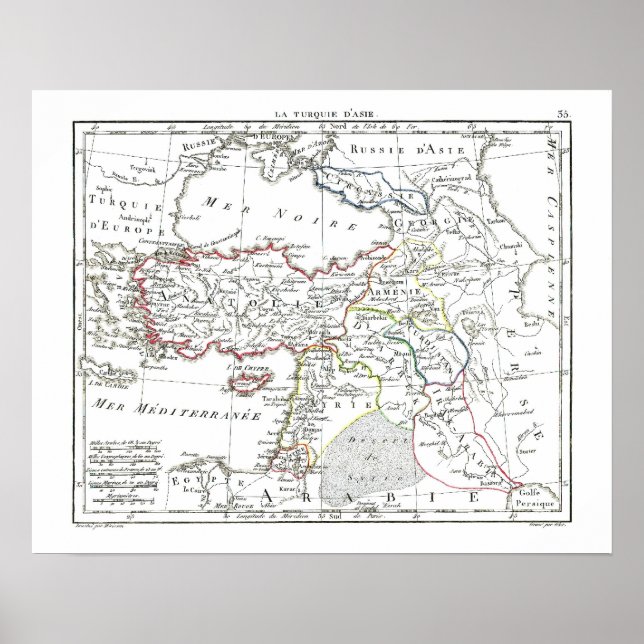 Póster Mapa de 1806 - La Turquie d'Asie (Frente)