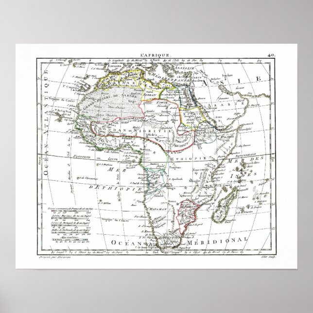 Póster Mapa de 1806 - L'Afrique (Frente)