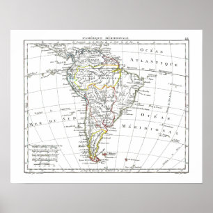 Póster Mapa de 1806 - L'Amérique Méridionale
