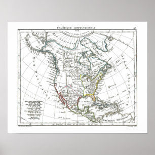 Póster Mapa de 1806 - L'Amérique Septentrionale