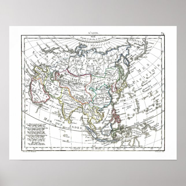 Póster Mapa de 1806 - L'Asie (Frente)