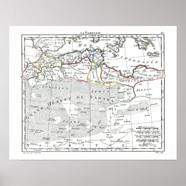 Póster Mapa de 1806 - L'Barbarie (Frente)