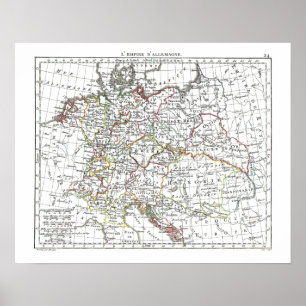 Póster Mapa de 1806 - L'Empire d'Allemagne