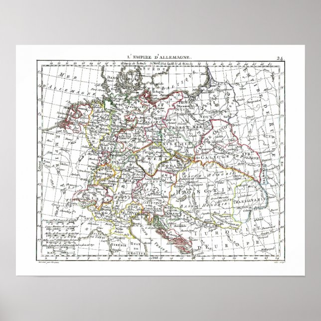 Póster Mapa de 1806 - L'Empire d'Allemagne (Frente)