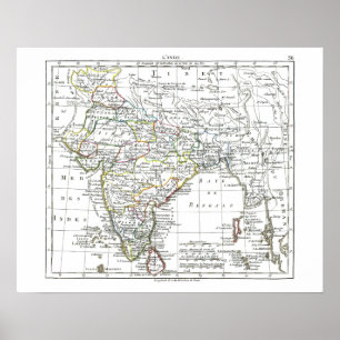 Póster Mapa de 1806 - L'Inde