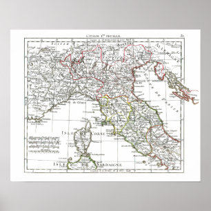 Póster Mapa de 1806 - L'Italie 1ere Feuille