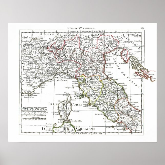 Póster Mapa de 1806 - L'Italie 1ere Feuille (Frente)