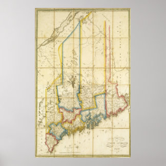 Póster Mapa de 1820 del Estado de Maine Poster